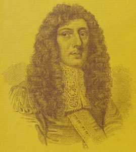 John Aubrey in 17th century wig