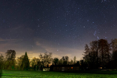 View of a dark sky and a church
